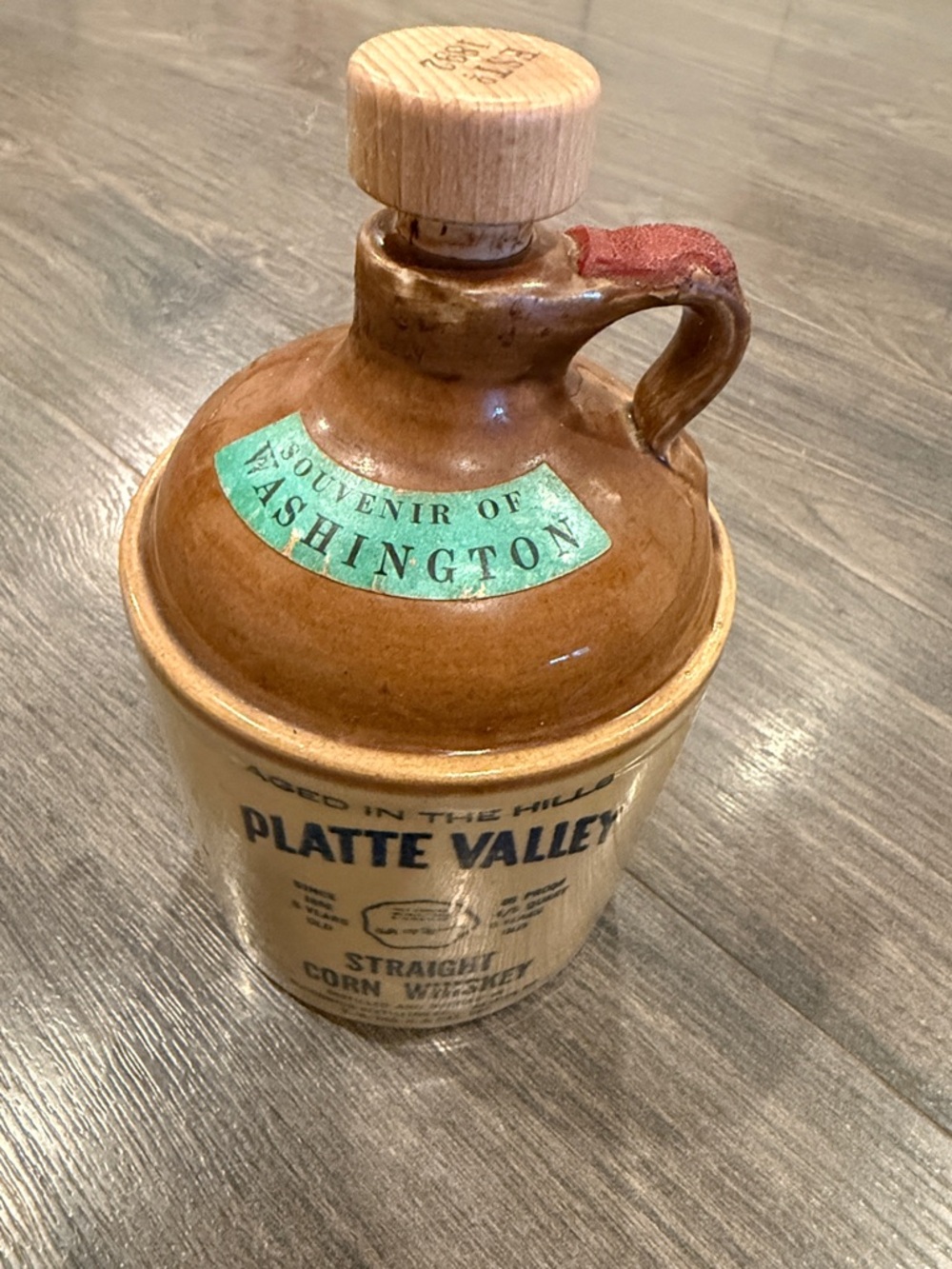Platte Valley Straight Corn Whiskey Stoneware Jug - Brown & Tan
